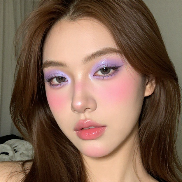 Soft-glam close-up portrait, phone-camera look