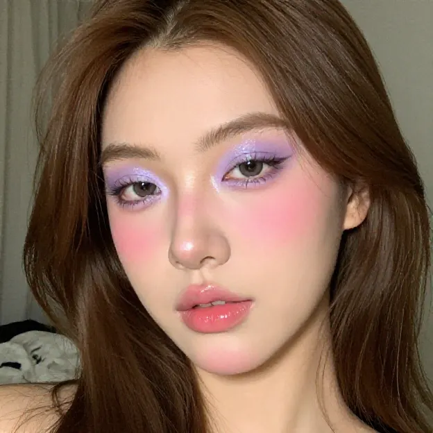 Soft-glam close-up portrait, phone-camera look